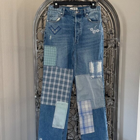 We The Free - By Free People - "Twenty-Seven" Patchwork Jeans–Size 27– NWOT's - Picture 1 of 8